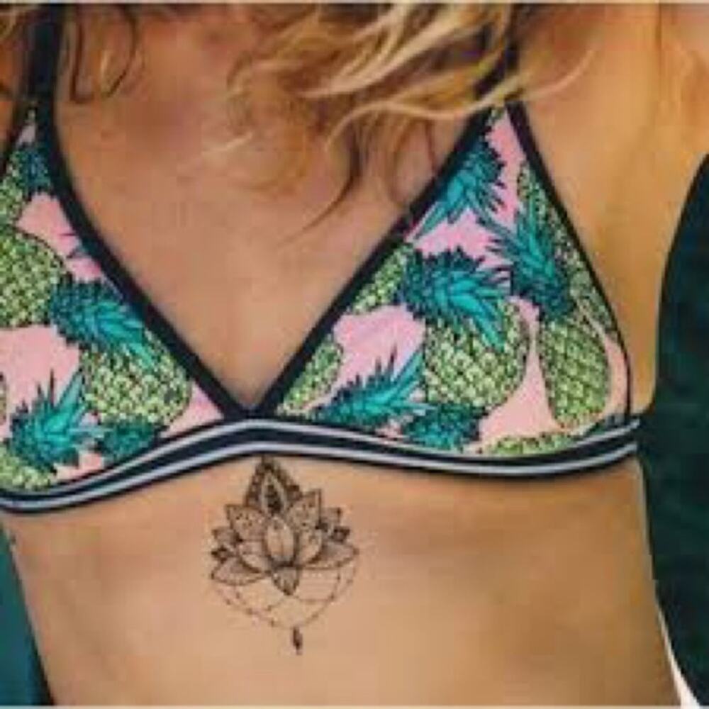 Xhiliration Pineapple Bikini Top Size XL